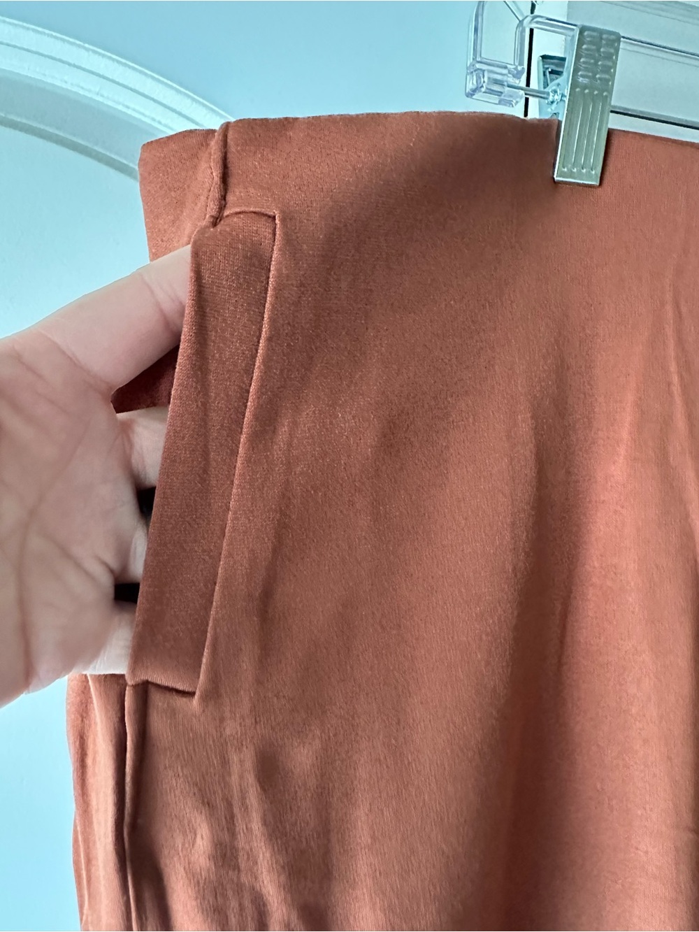 Dear Scarlett Boot-Cut Pants in Rust with Hem Button Detail - Picture 3 of 9